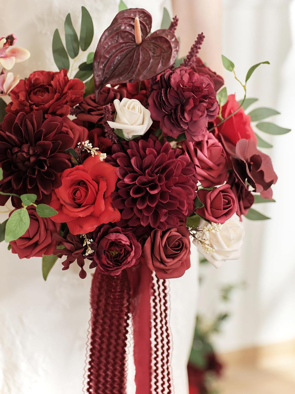 Burgundy 11 Inch Wedding Bouquets for Bride