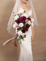 Red  Burgundy 13 Inch Wedding Bouquets for Bride