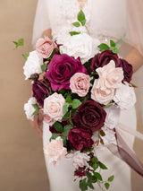 Red  Burgundy 13 Inch Wedding Bouquets for Bride