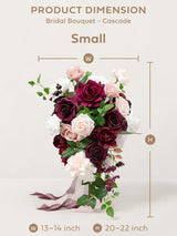 Red  Burgundy 13 Inch Wedding Bouquets for Bride