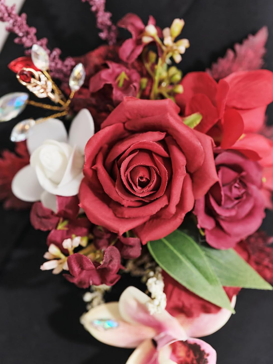 Burgundy Single Pocket Boutonniere for Man Groom