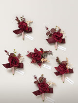 Burgundy Dusty Rose 6pcs Groom Groomsmen Boutonniere