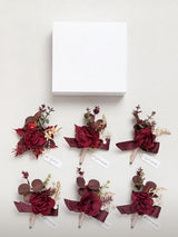 Burgundy Dusty Rose 6pcs Groom Groomsmen Boutonniere