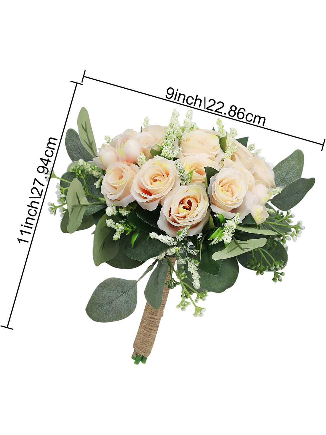 Champagne Artificial Flower Bouquet Bridesmaid Bouquets 6 Pcs 7 Inch