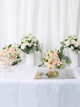 Champagne Artificial Flower Bouquet Bridesmaid Bouquets For Wedding 7 Inch