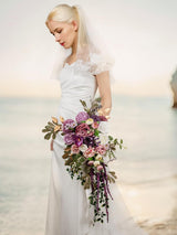 White&purple 16 Inches Wedding Flower Bride Bouquets