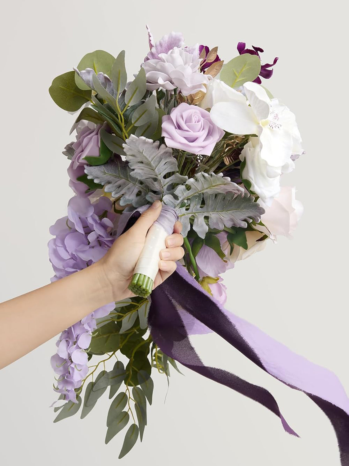 Purple Lilac 13 Inch Lavender Bride Artificial Flowers Bouquets