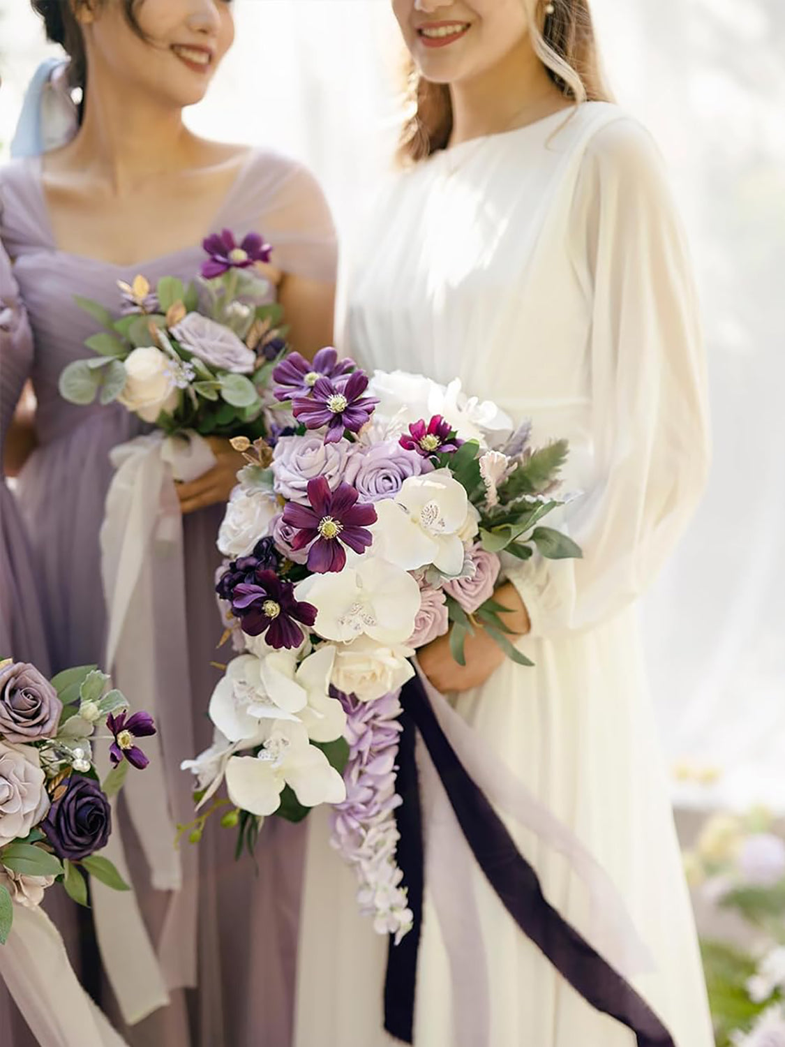 Purple Lilac 13 Inch Lavender Bride Artificial Flowers Bouquets
