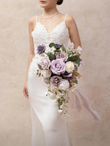 Lilac Purple & Gold 13 Inch Wedding Bouquets for Bride