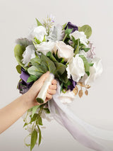 Lilac Purple & Gold 13 Inch Wedding Bouquets for Bride