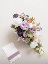 Lilac Purple & Gold 13 Inch Wedding Bouquets for Bride