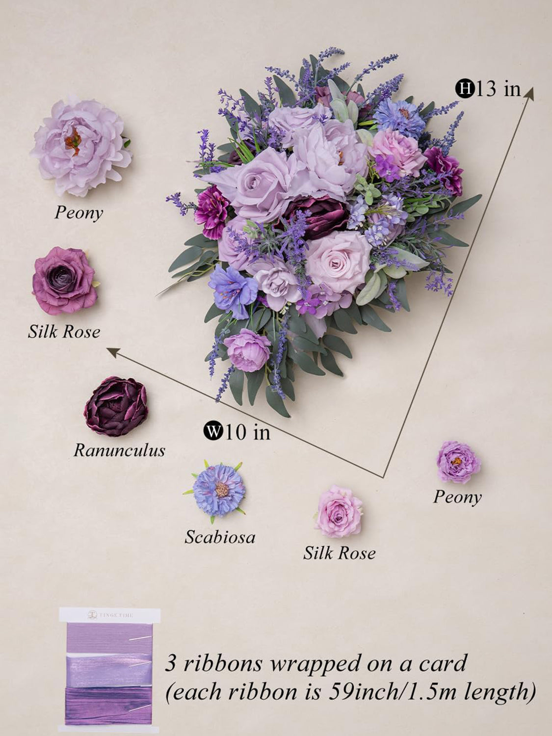 Lavender 13 Inch Artificial Flower Wedding Bouquets for Bride