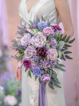 Lavender 13 Inch Artificial Flower Wedding Bouquets for Bride