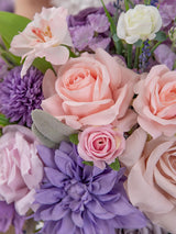 Violet & Misty Rose 13 Inch Artificial Flower Wedding Bouquets for Bride