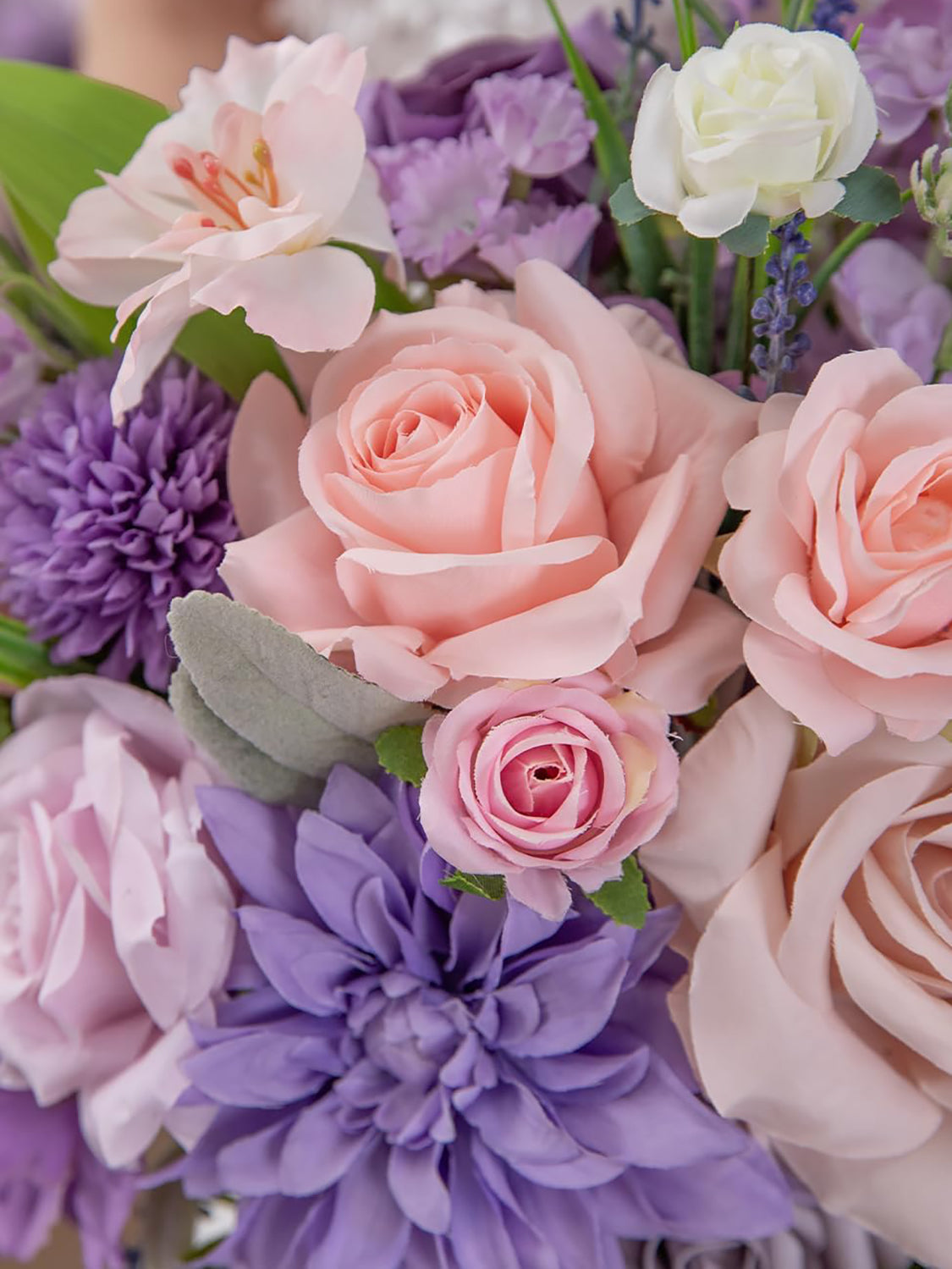 Violet & Misty Rose 13 Inch Artificial Flower Wedding Bouquets for Bride