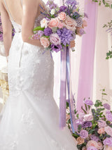 Violet & Misty Rose 13 Inch Artificial Flower Wedding Bouquets for Bride