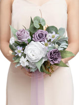 Gold & Lilac Purple 7-inch Artificial Flower Bouquets for Bridesmaid
