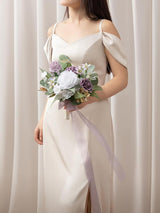 Gold & Lilac Purple 7-inch Artificial Flower Bouquets for Bridesmaid