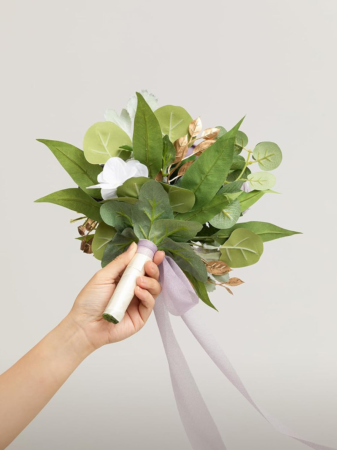 Gold & Lilac Purple 7-inch Artificial Flower Bouquets for Bridesmaid