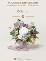 Gold & Lilac Purple 7-inch Artificial Flower Bouquets for Bridesmaid