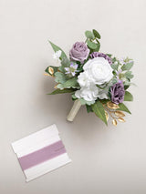 Gold & Lilac Purple 7-inch Artificial Flower Bouquets for Bridesmaid