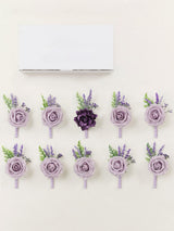 Lavender & Plum 10pcs Groom & Groomsmen Boutonnieres Set