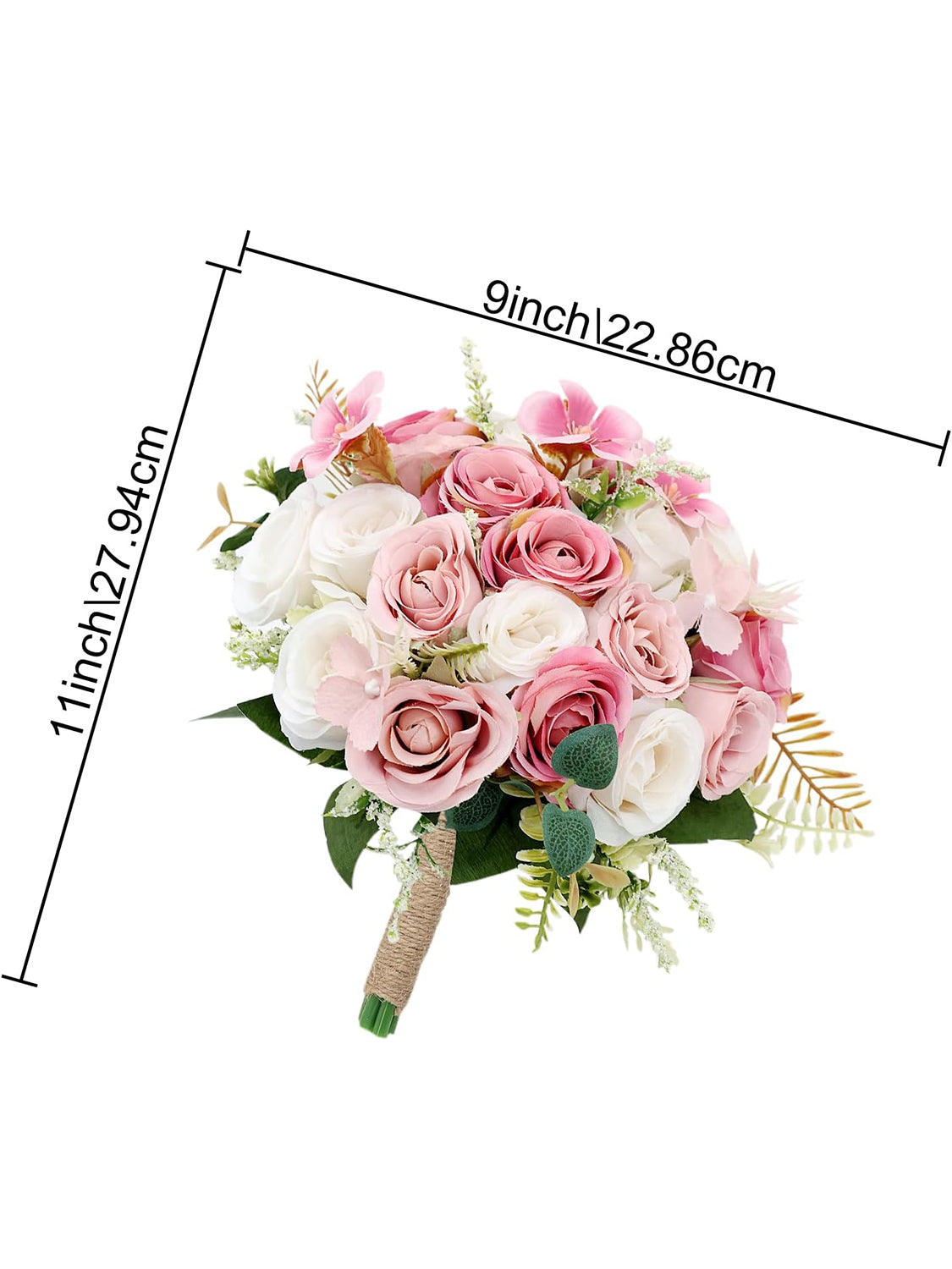 Dusty Pink And White Artificial Ivory Bridesmaid Bouquets Set Of 6 For Wedding