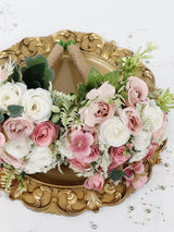 Dusty Pink And White Artificial Ivory Bridesmaid Bouquets Set Of 6 For Wedding