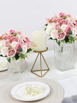 Dusty Pink And White Artificial Ivory Bridesmaid Bouquets Set Of 6 For Wedding