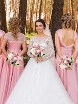 Dusty Pink And White Artificial Ivory Bridesmaid Bouquets Set Of 6 For Wedding