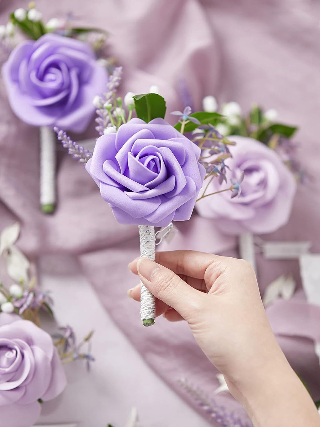 Noble Purple 10pcs Boutonniere for Men Wedding