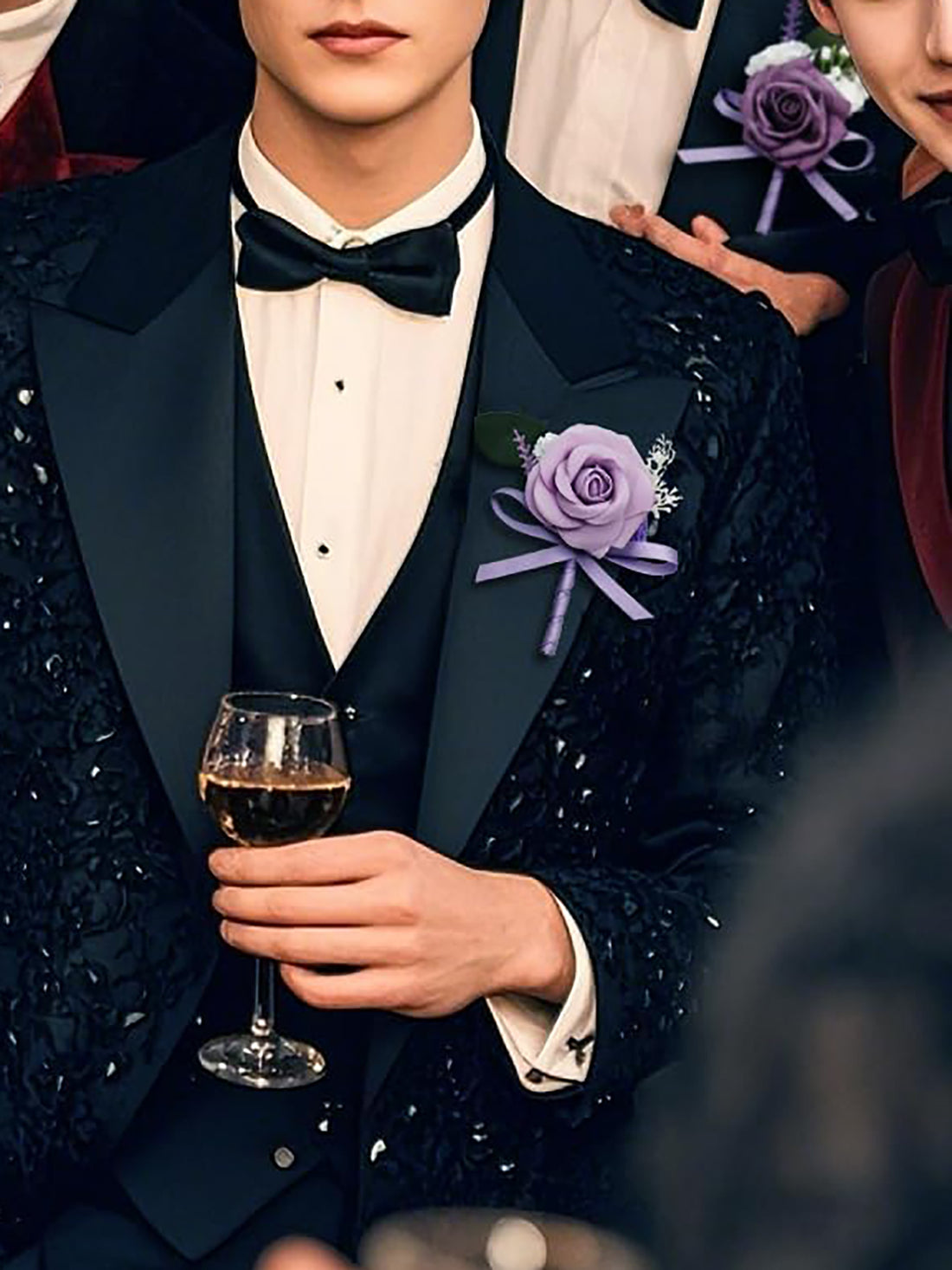 Noble Purple 10pcs Boutonniere for Men Wedding