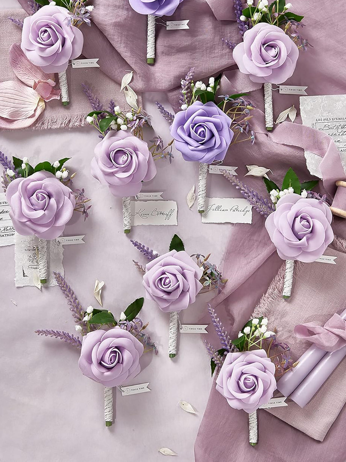 Noble Purple 10pcs Boutonniere for Men Wedding