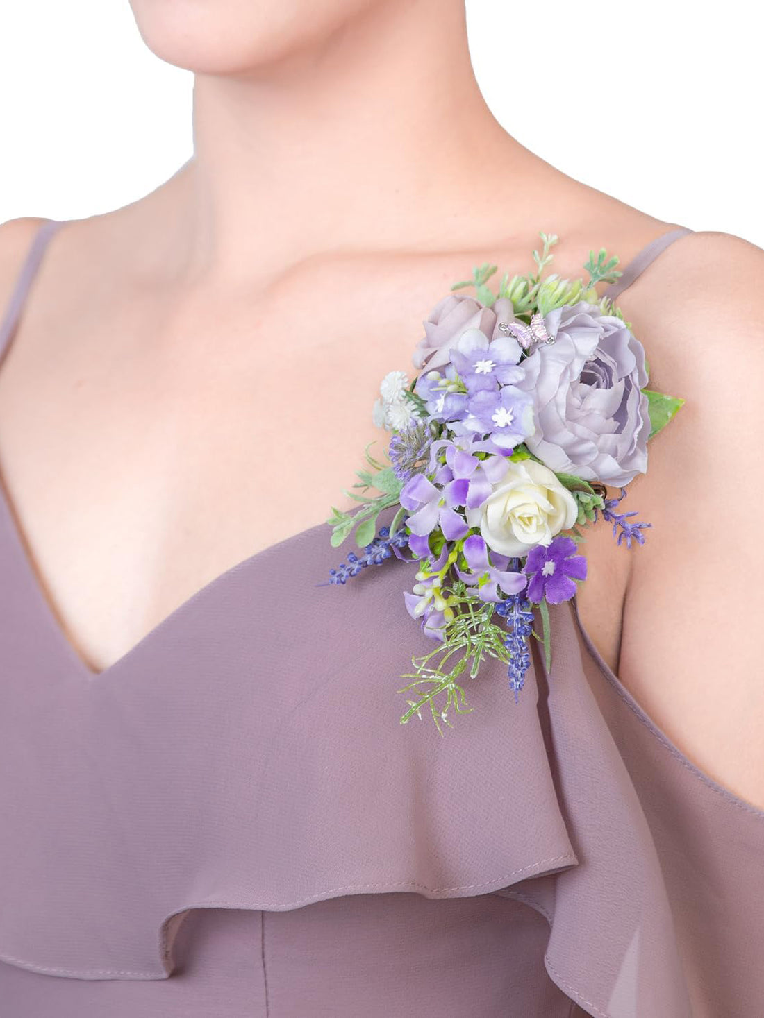 Lavender Artificial Bride Shoulder Corsages Flowers Set of 2