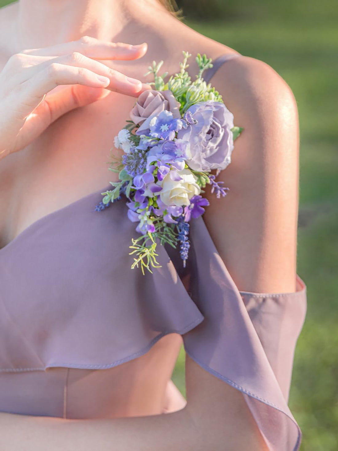 Lavender Artificial Bride Shoulder Corsages Flowers Set of 2