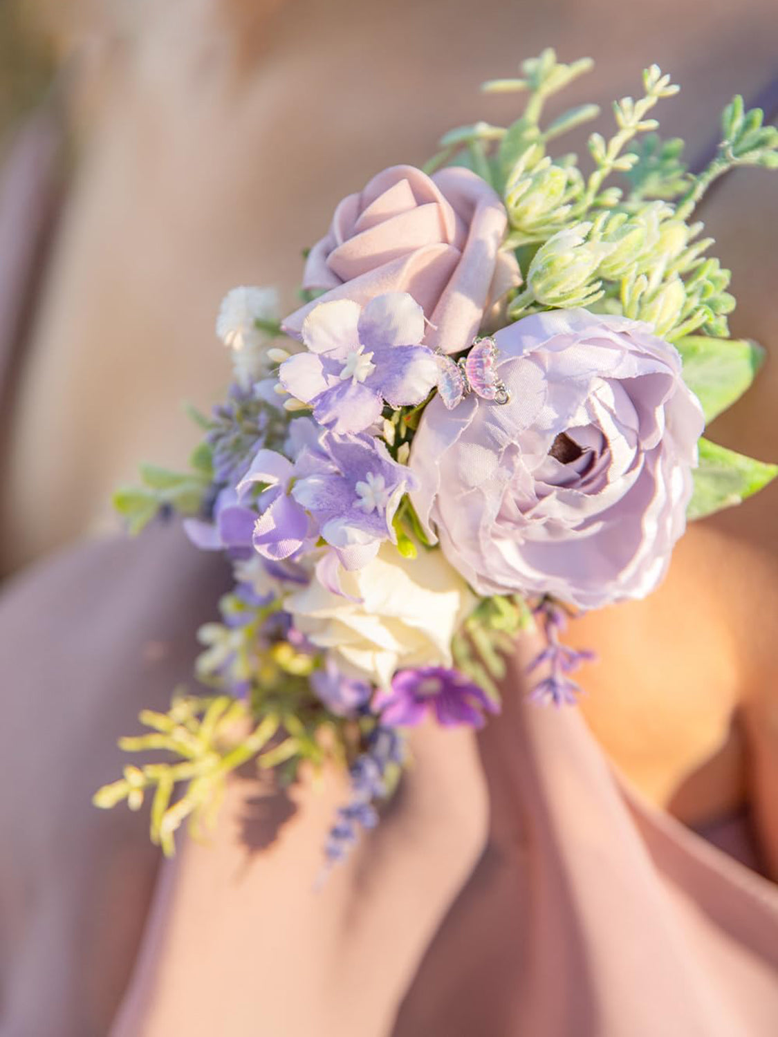 Lavender Artificial Bride Shoulder Corsages Flowers Set of 2