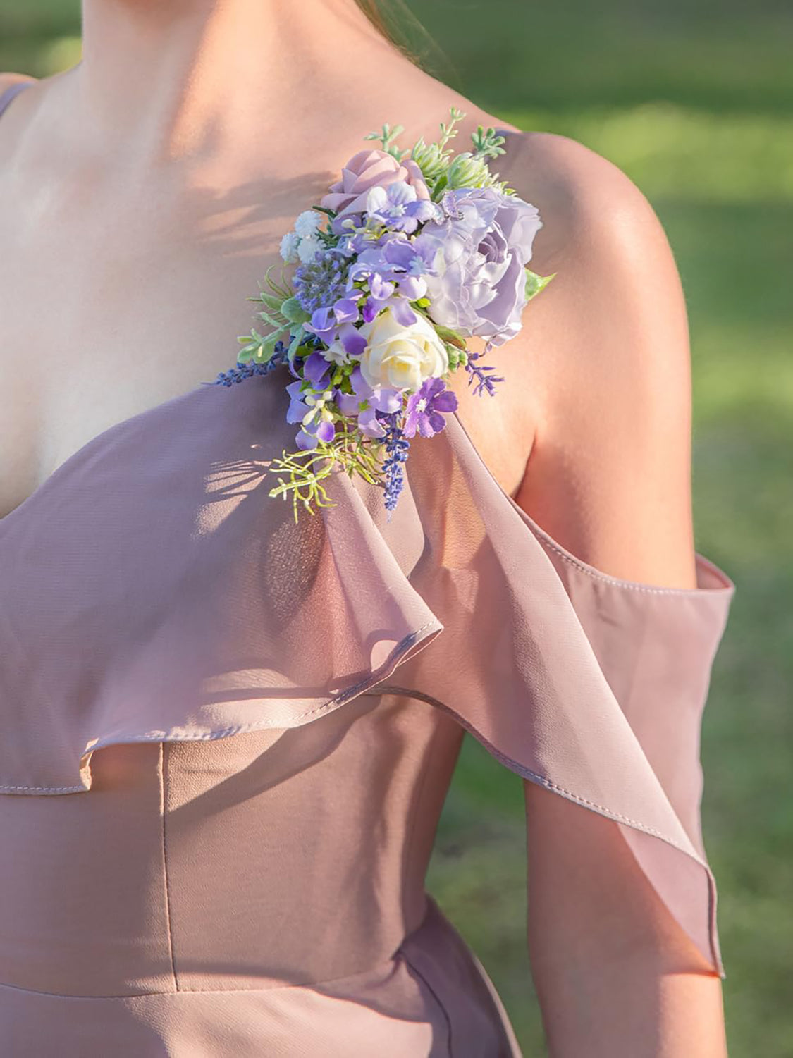 Lavender Artificial Bride Shoulder Corsages Flowers Set of 2