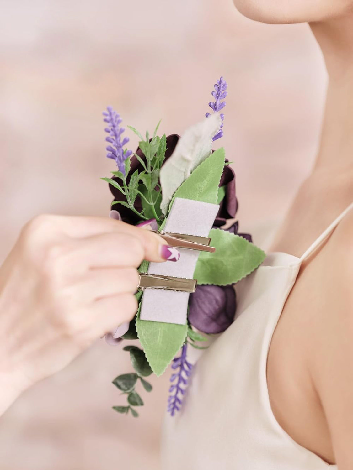 Lavender & Plum Artificial Bride Shoulder Corsages Flowers Set of 2