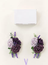 Lavender & Plum Artificial Bride Shoulder Corsages Flowers Set of 2