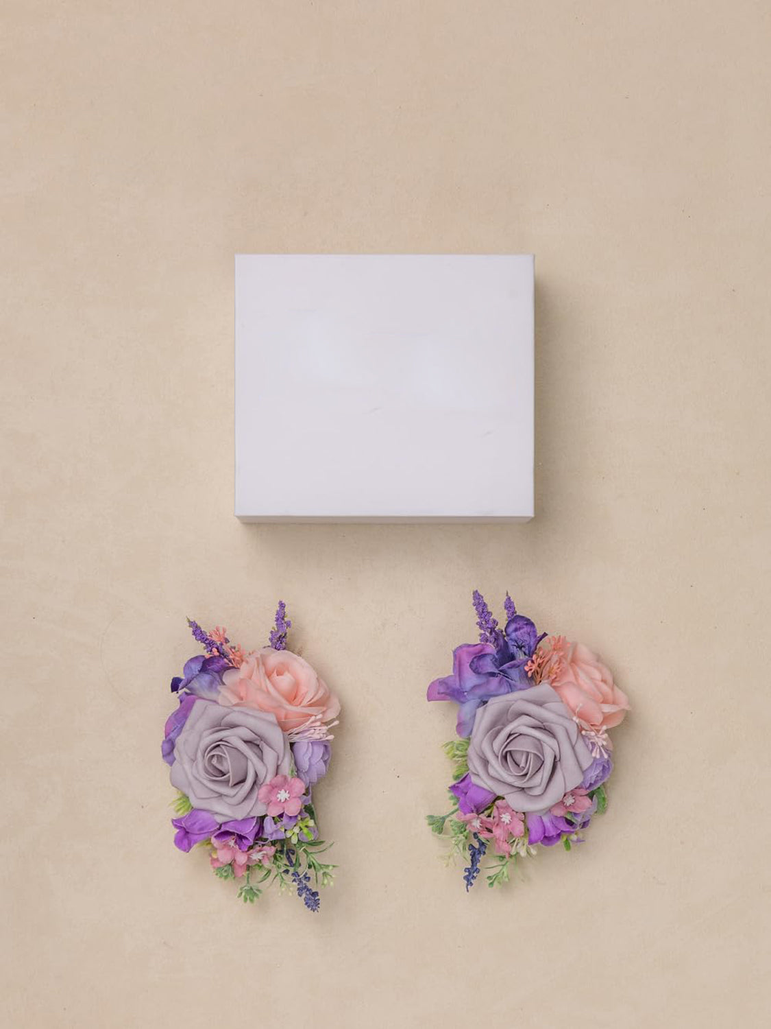 Violet & Misty Rose Artificial Bride Shoulder Corsages Flowers Set of 2