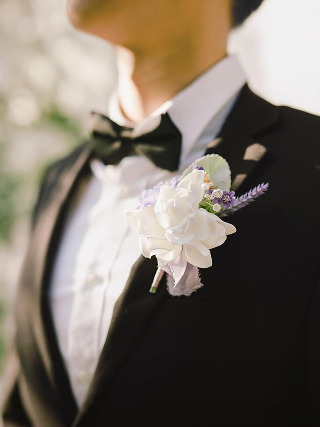 Purple Lilac Lavender 6pcs Groom Groomsmen Boutonniere for Men