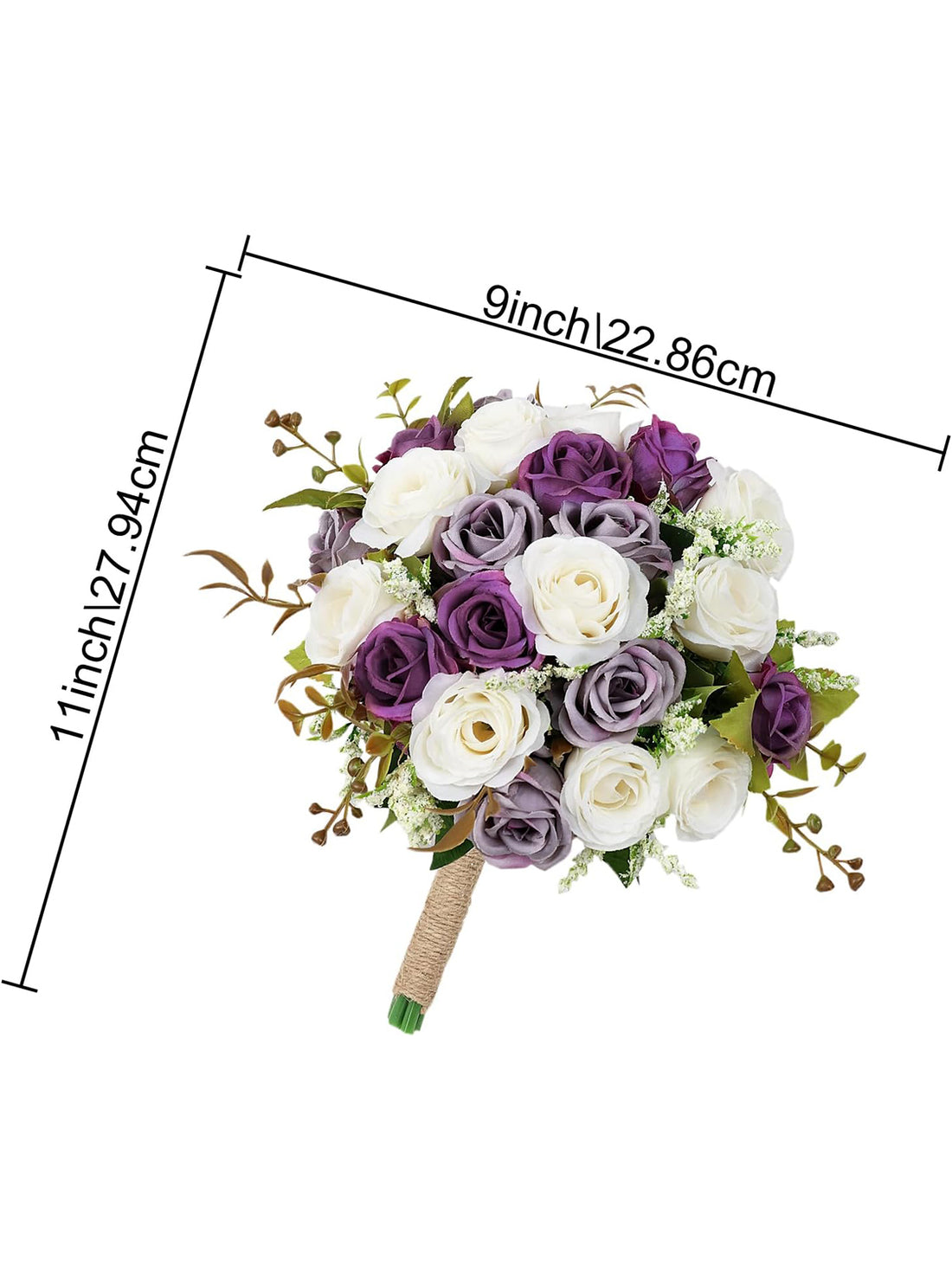 Bridesmaid Bouquets Set of 6 7 Inch Artificial Ivory Flower Dusty Purple