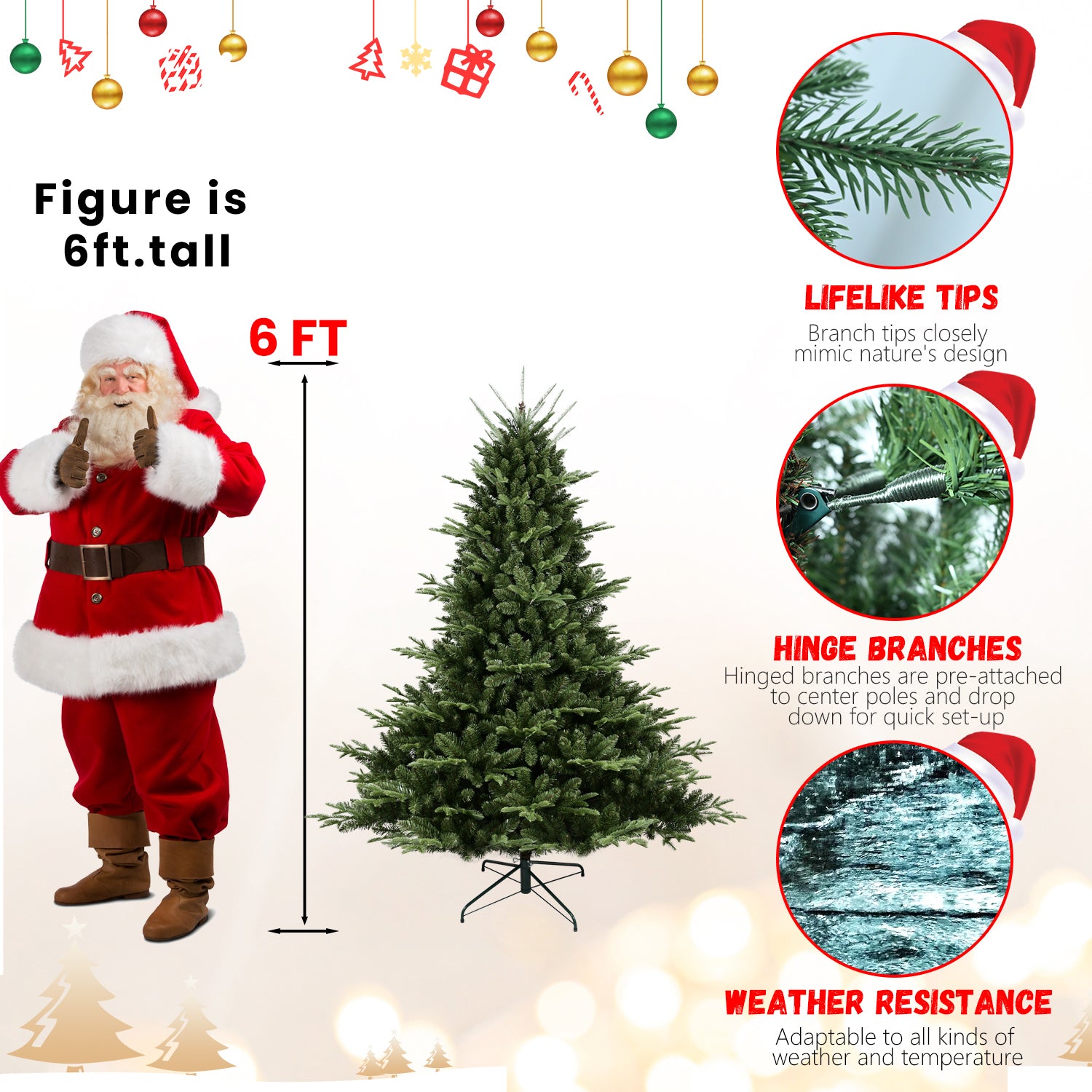 Full-Shaped 8FT Christmas Tree with 2673 Tips – PE/PVC Mixed