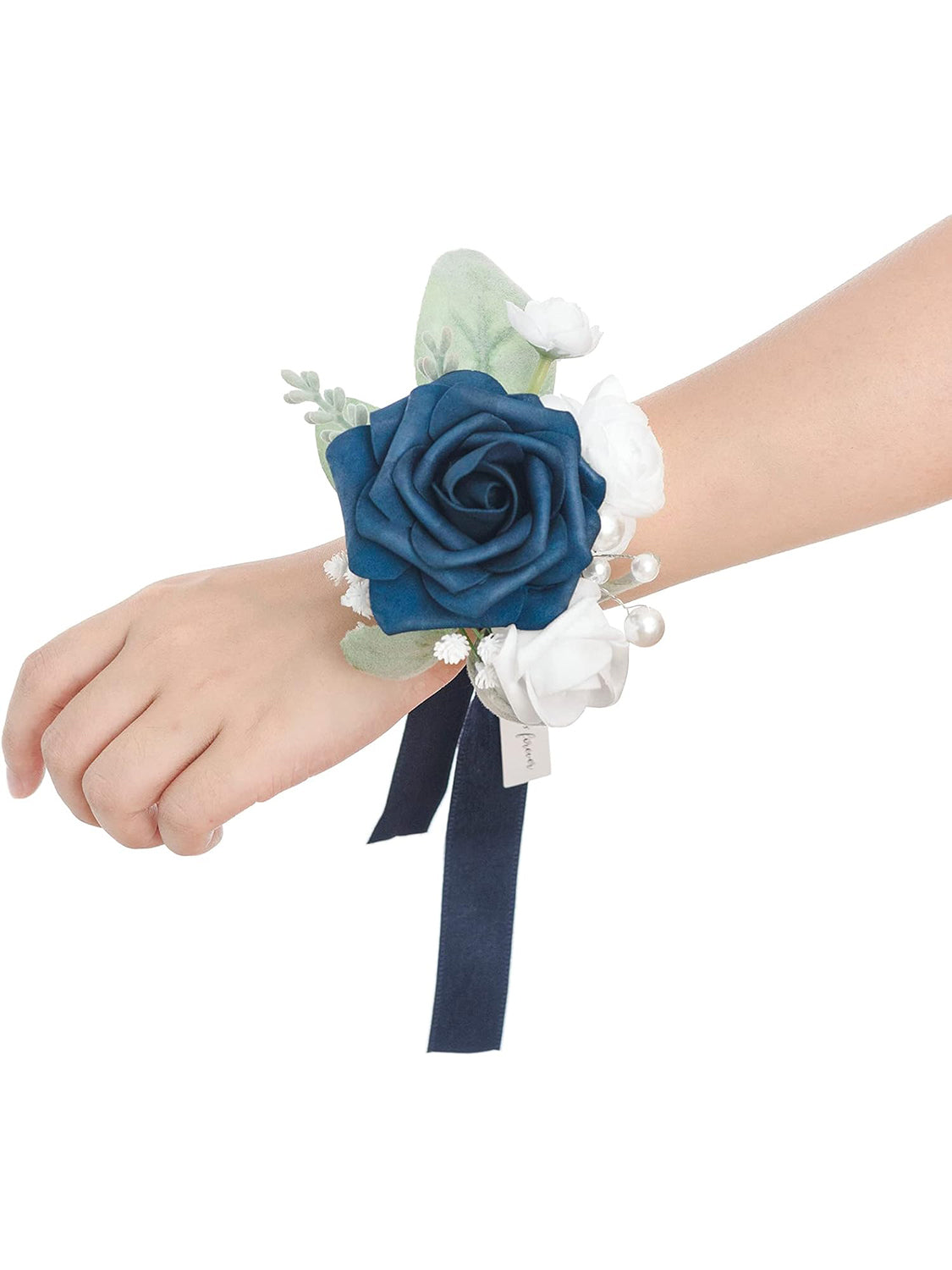 Navy Blue & Dark Navy 6pcs Artificial Flowers Wedding Wrist Corsage