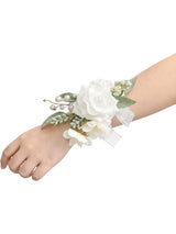 Snow White 6pcs Artificial Flowers Wedding Wrist Corsage