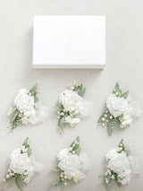 Snow White 6pcs Artificial Flowers Wedding Wrist Corsage