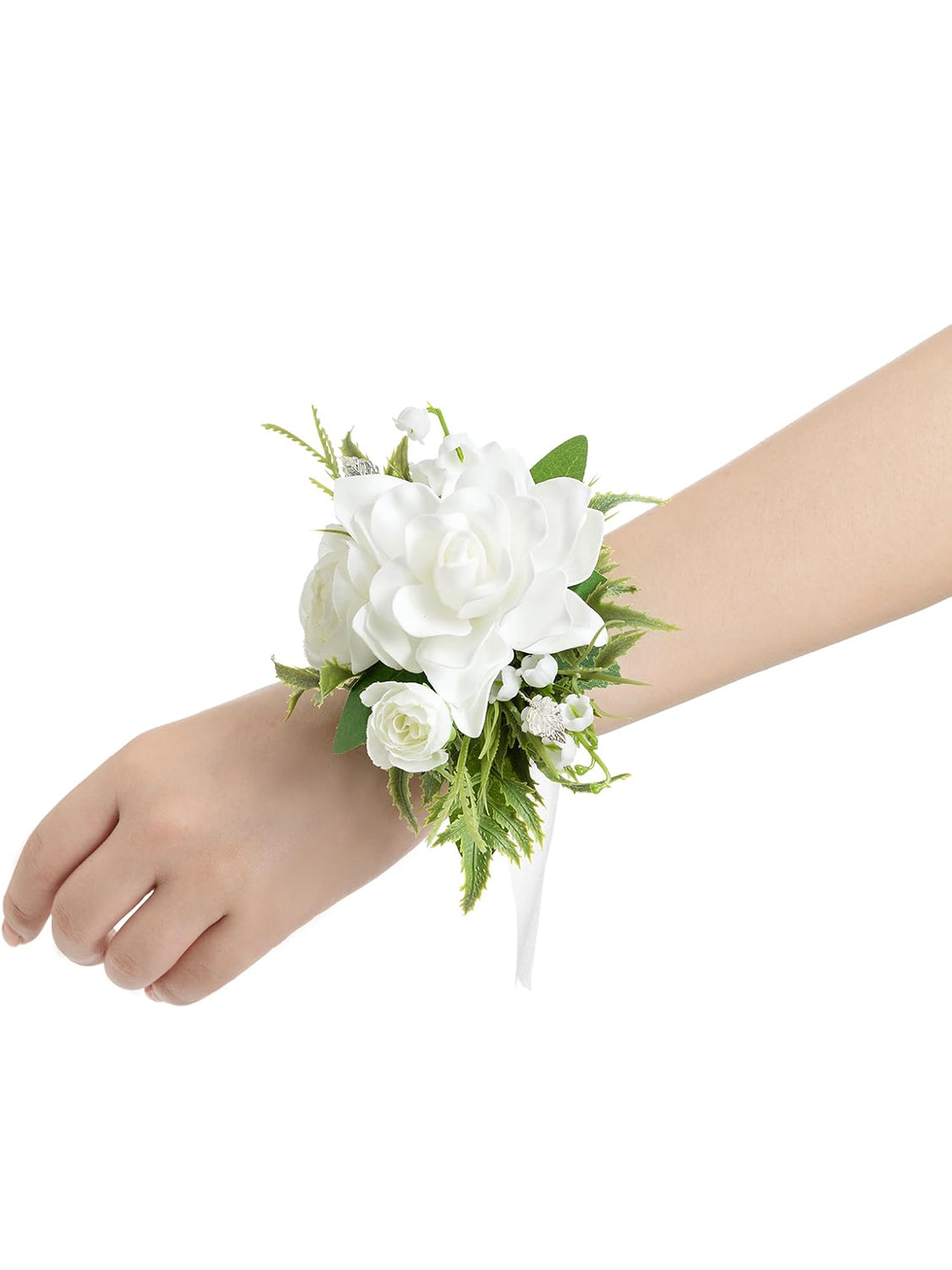 White Lily Valley  6pcs Artificial Flowers Wedding Wrist Corsage