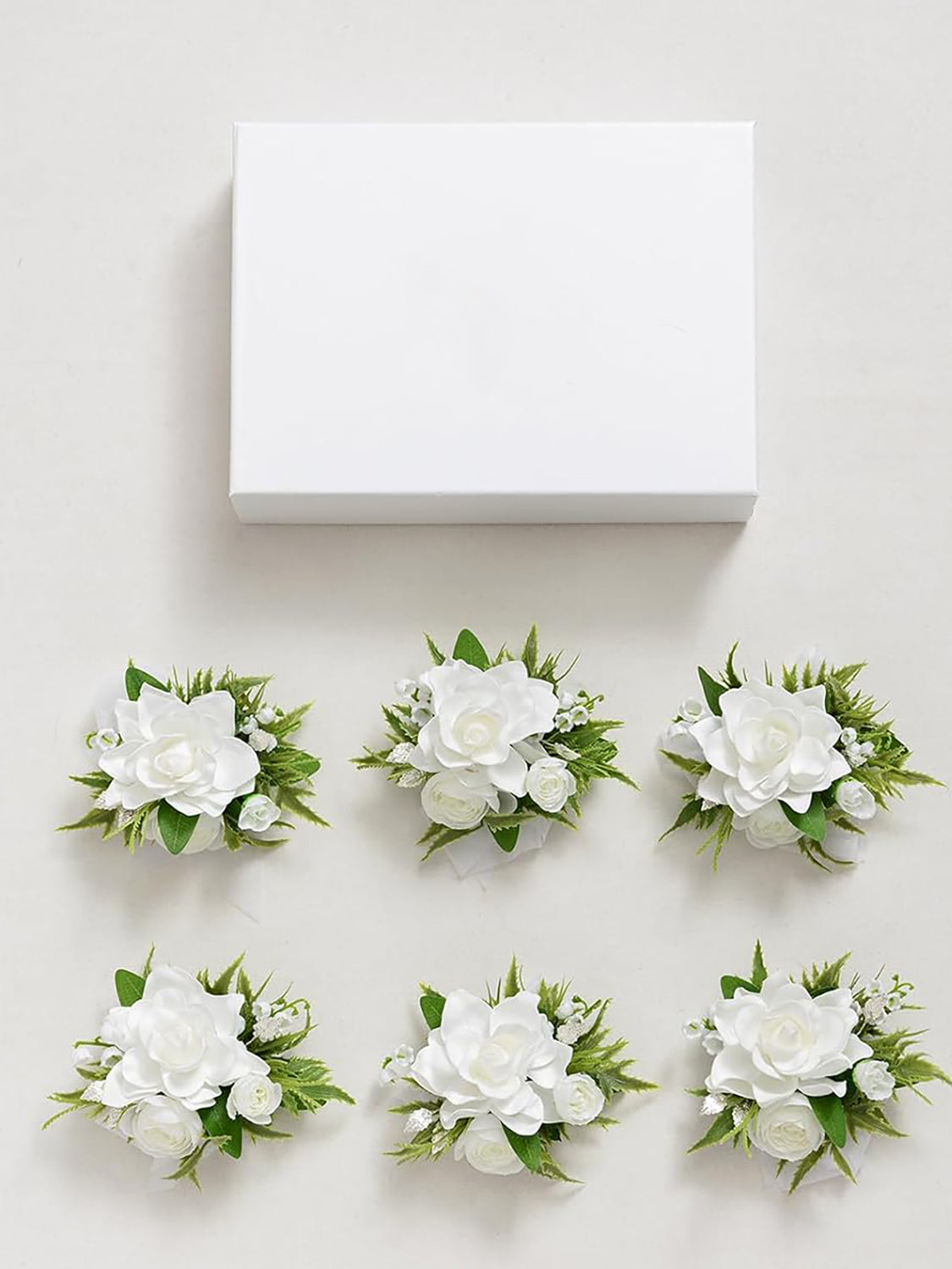 White Lily Valley  6pcs Artificial Flowers Wedding Wrist Corsage