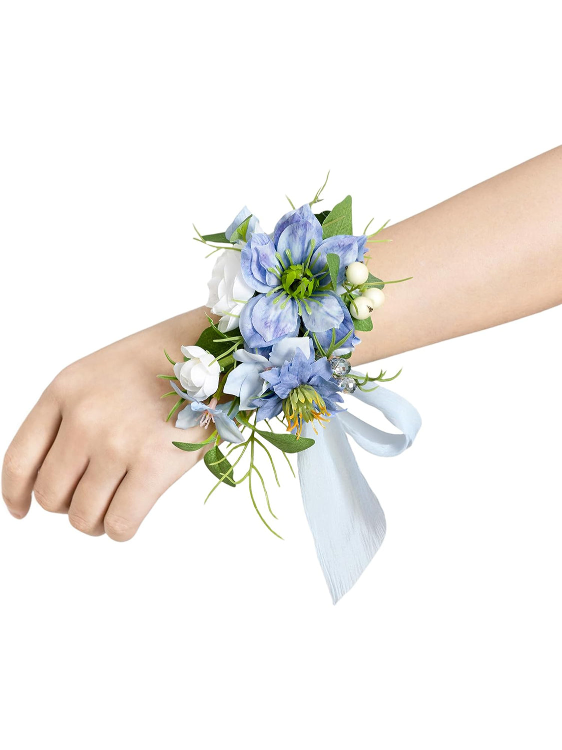 Blue Berry 2pcs Artificial Flower Prom Wrist Shoulder Corsage