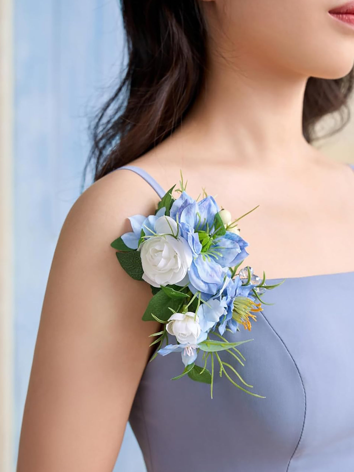 Blue Berry 2pcs Artificial Flower Prom Wrist Shoulder Corsage